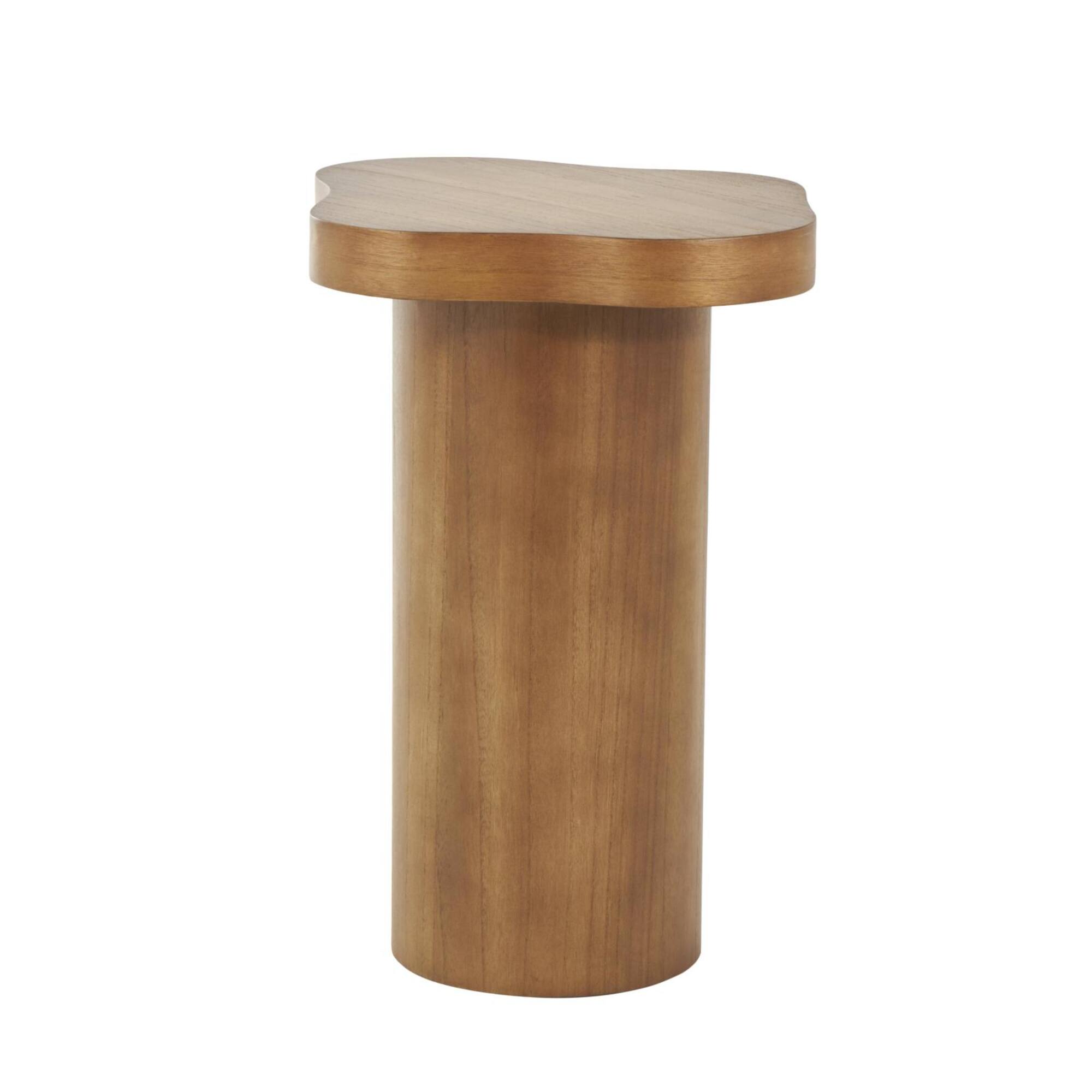 23" Brown Pedestal Side End Accent Table with Rounded Square Top